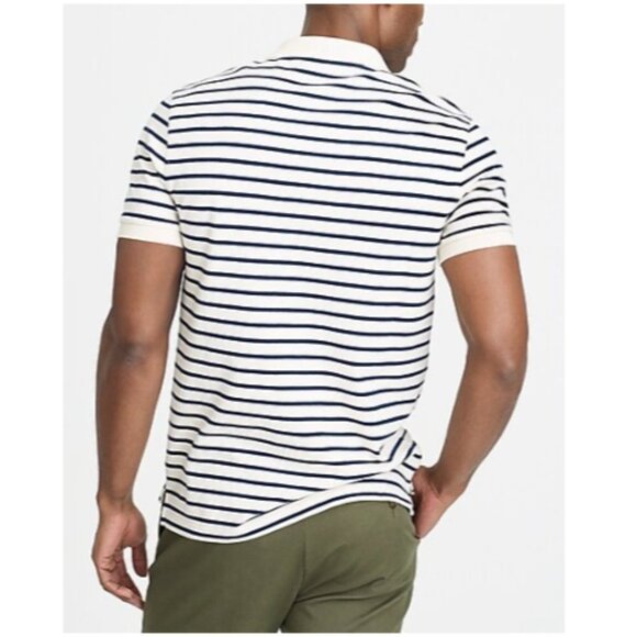 J.Crew Men's Black & off white (cream) Deck-striped polo size L - Picture 3 of 16